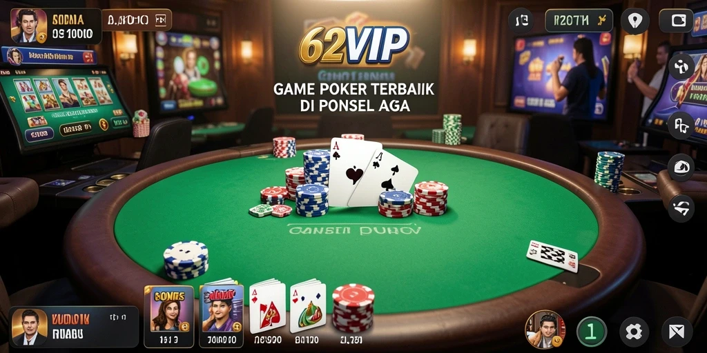 Tampilan menarik dari gameplay Poker di 62VIP.