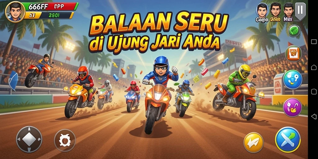 Tampilan gameplay balap yang menegangkan di 666FF.
