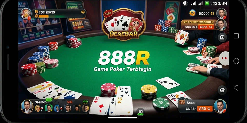 Tampilan gameplay Poker yang mendebarkan di 888R.