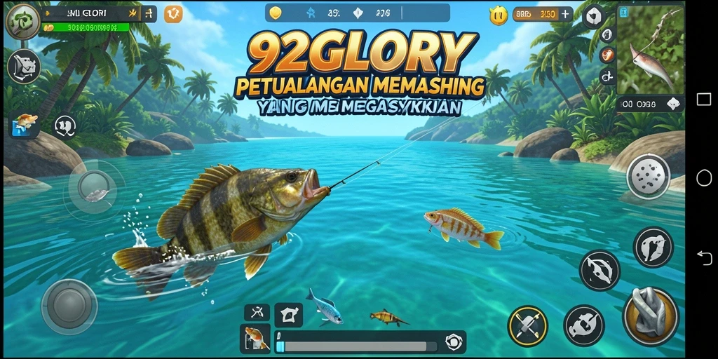 Tampilan gameplay yang mendebarkan dalam 92GLORY dengan aksi memancing yang nyata.