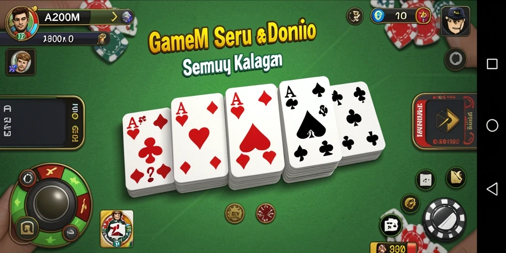 Tampilan utama A200M dengan gameplay seru permainan Domino.