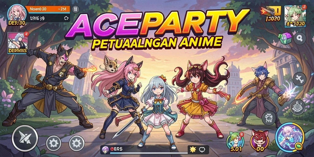 Tampilan seru dari gameplay Anime di ACEPARTY.
