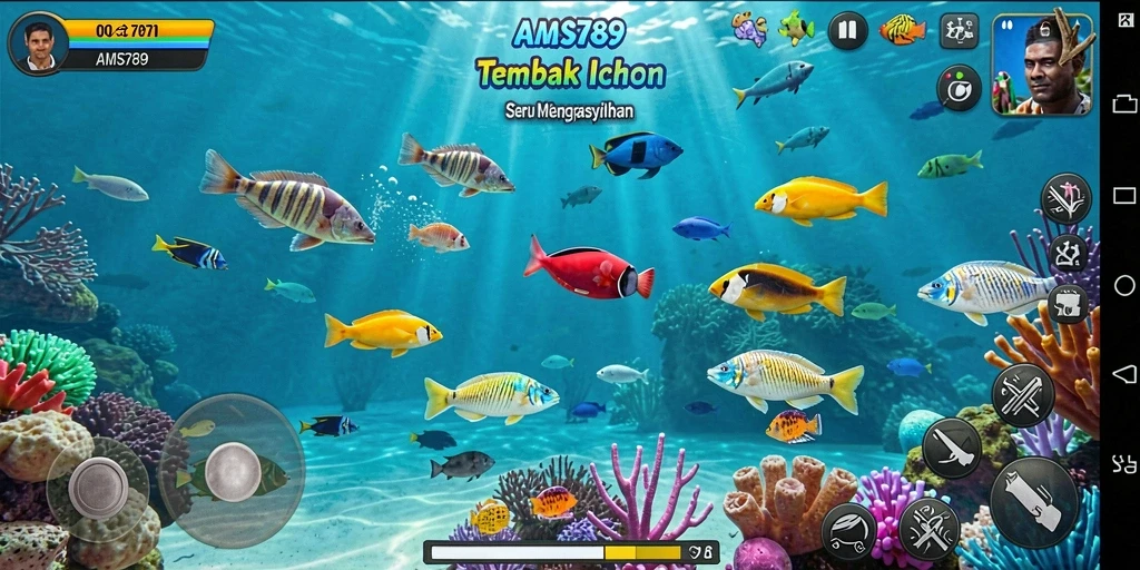 Tangkapan layar gameplay Tembak Ikan yang seru dan penuh warna.