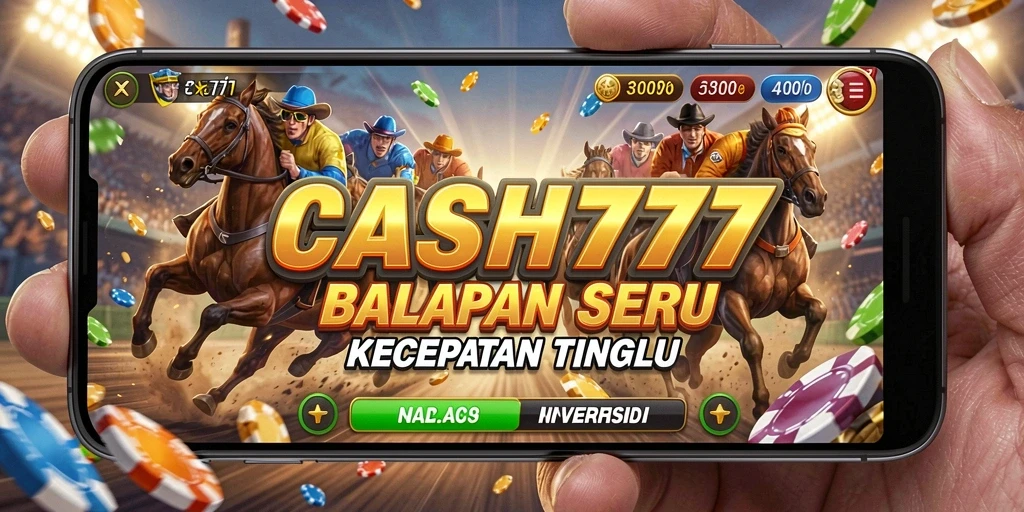 Tangkapan layar gameplay CASH777 yang menampilkan balapan mendebarkan.