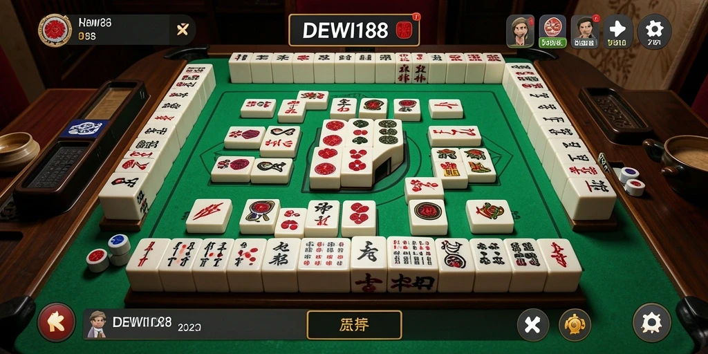 Tampilan gameplay mencolok DEWI188 yang memikat para pemain Mahjong.