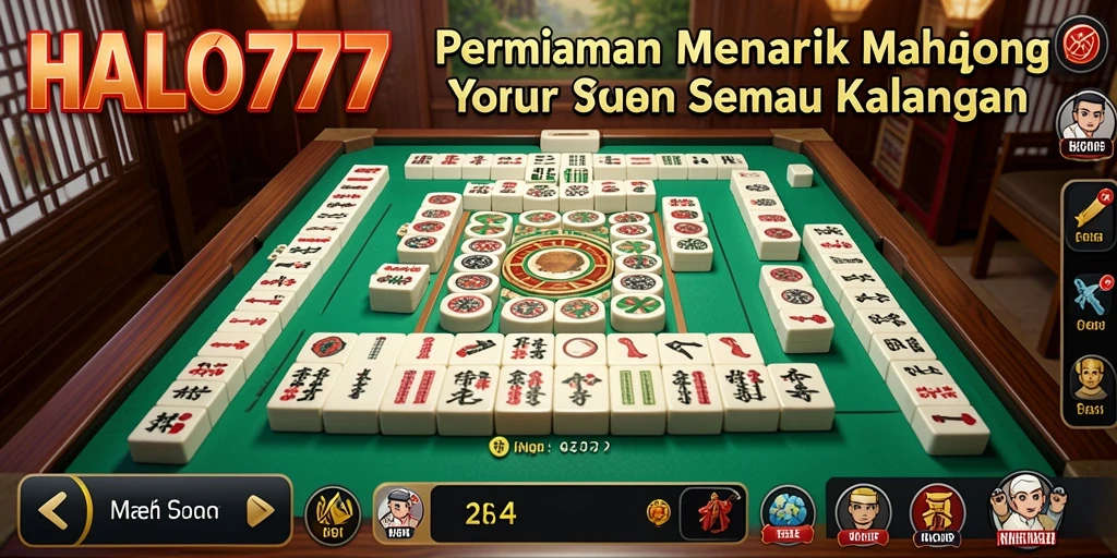 Tampilan gameplay HALO777 dengan suasana Mahjong yang seru.