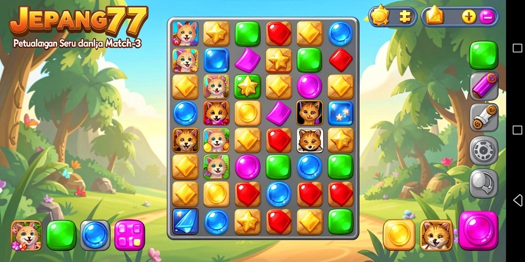 Screenshot gameplay JEPANG77 menampilkan aksi mencocokkan elemen yang seru.