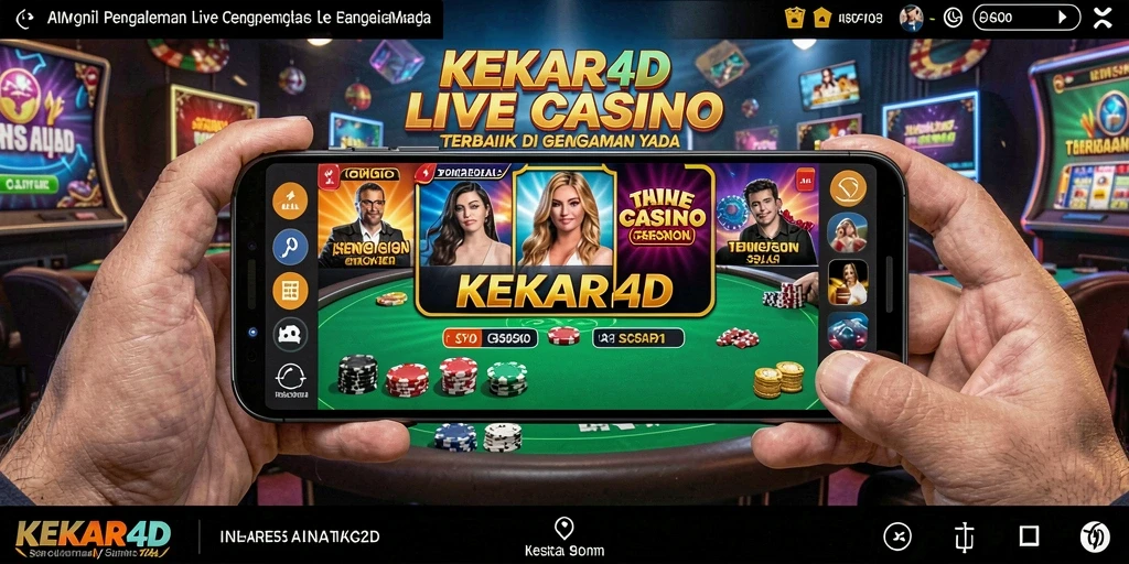 Screenshot gameplay Live Casino yang menampilkan dealer dan pemain.
