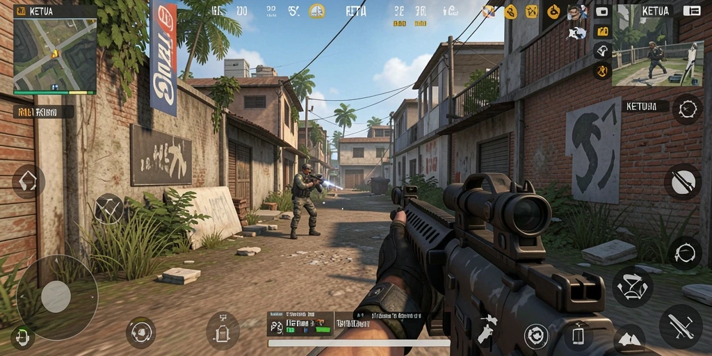 Tampilan gameplay seru dari KETUA dengan aksi FPS yang intens.