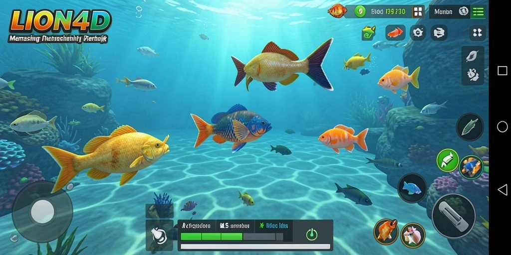 Screenshot utama LION4D menampilkan gameplay memancing yang seru dan menantang.