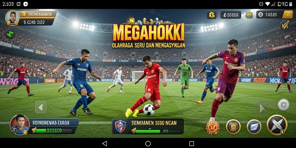 Screenshot menampilkan aksi seru dalam permainan olahraga MEGAHOKI.