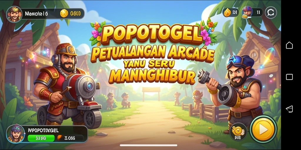Screenshot gameplay POPOTOGEL menampilkan aksi melompati rintangan.