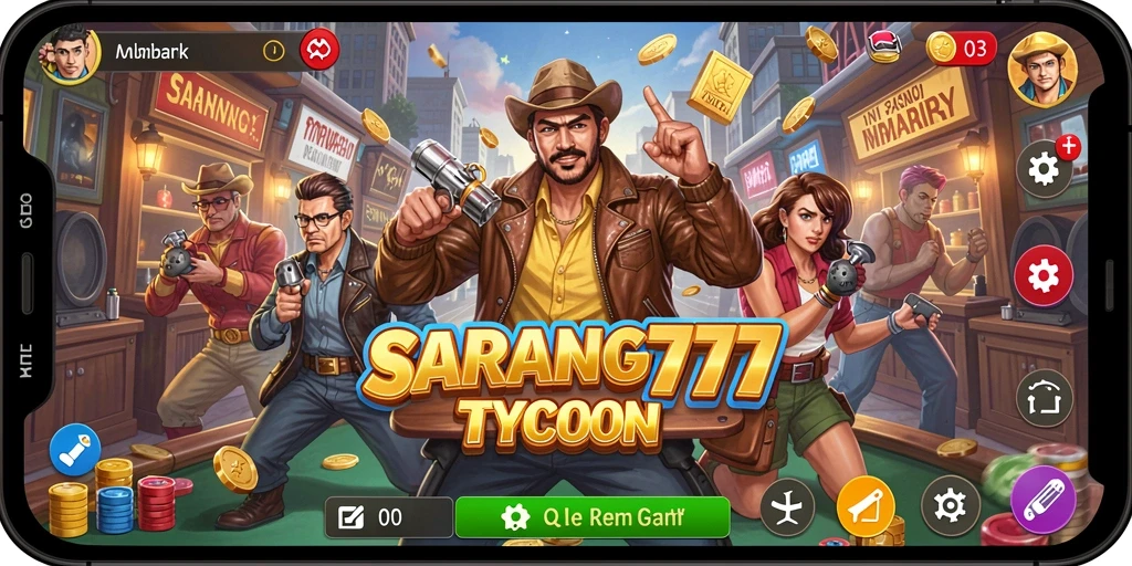Tampilan gameplay seru SARANG777 dalam pengelolaan bisnis Tycoon.