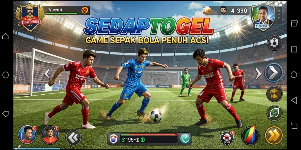 Tampilan gameplay <strong>SEDAPTOGEL</strong> dengan aksi penuh semangat di lapangan.