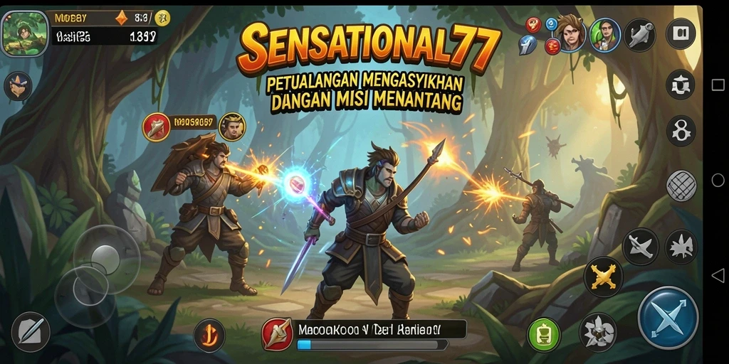 Tampilan gameplay menarik dari SENSATIONAL77 dengan karakter dan misi yang seru.