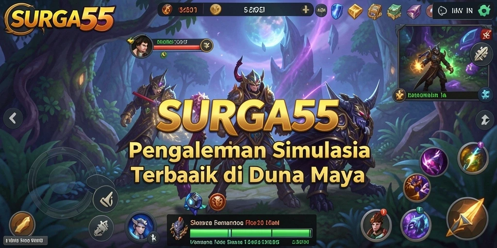 Tampilan gameplay SURGA55 dengan karakter dan dunia yang dirancang indah.