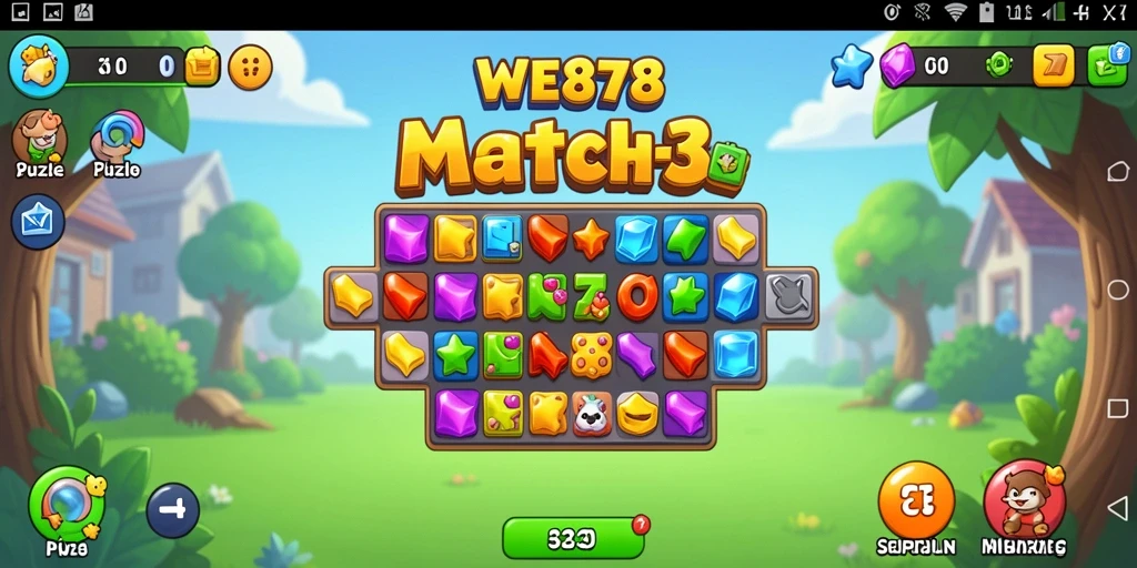 Tampilan gameplay <strong>WE878</strong> yang seru dalam permainan Match-3.