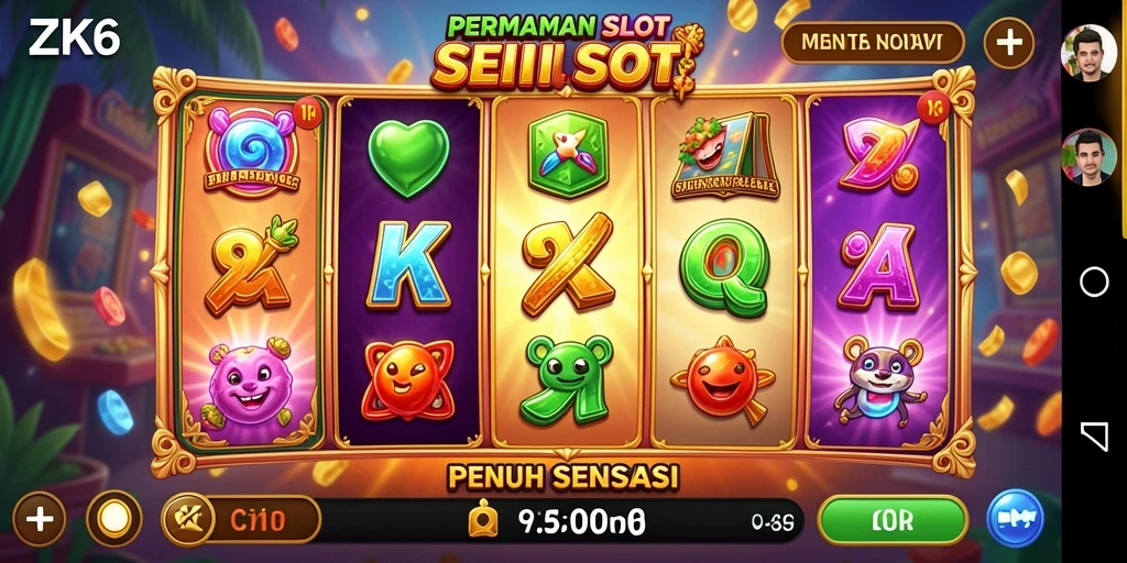 Screenshot gameplay ZK6 menampilkan aksi putaran Slot yang mendebarkan.
